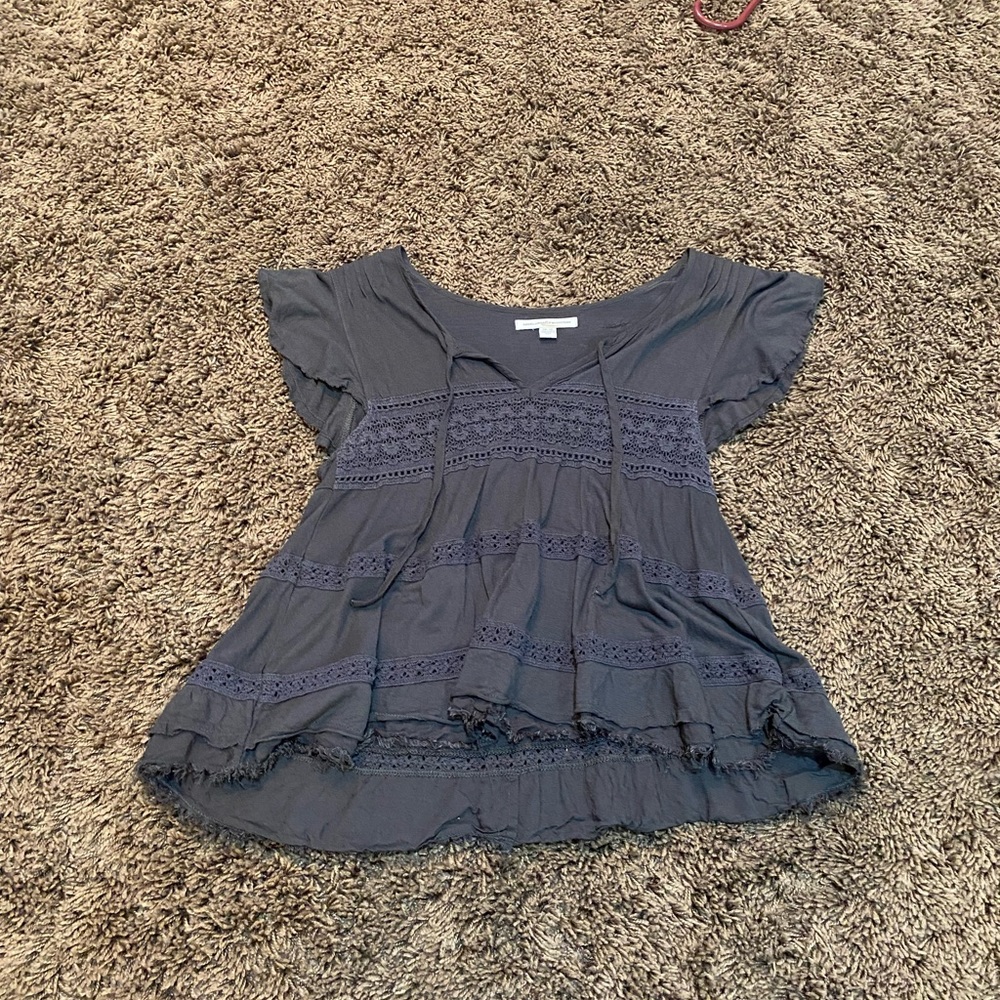 american eagle charcoal gray top size xs